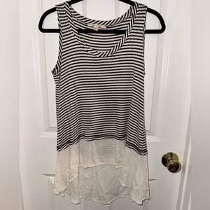 High-low Size Small Black & White Striped Tank
